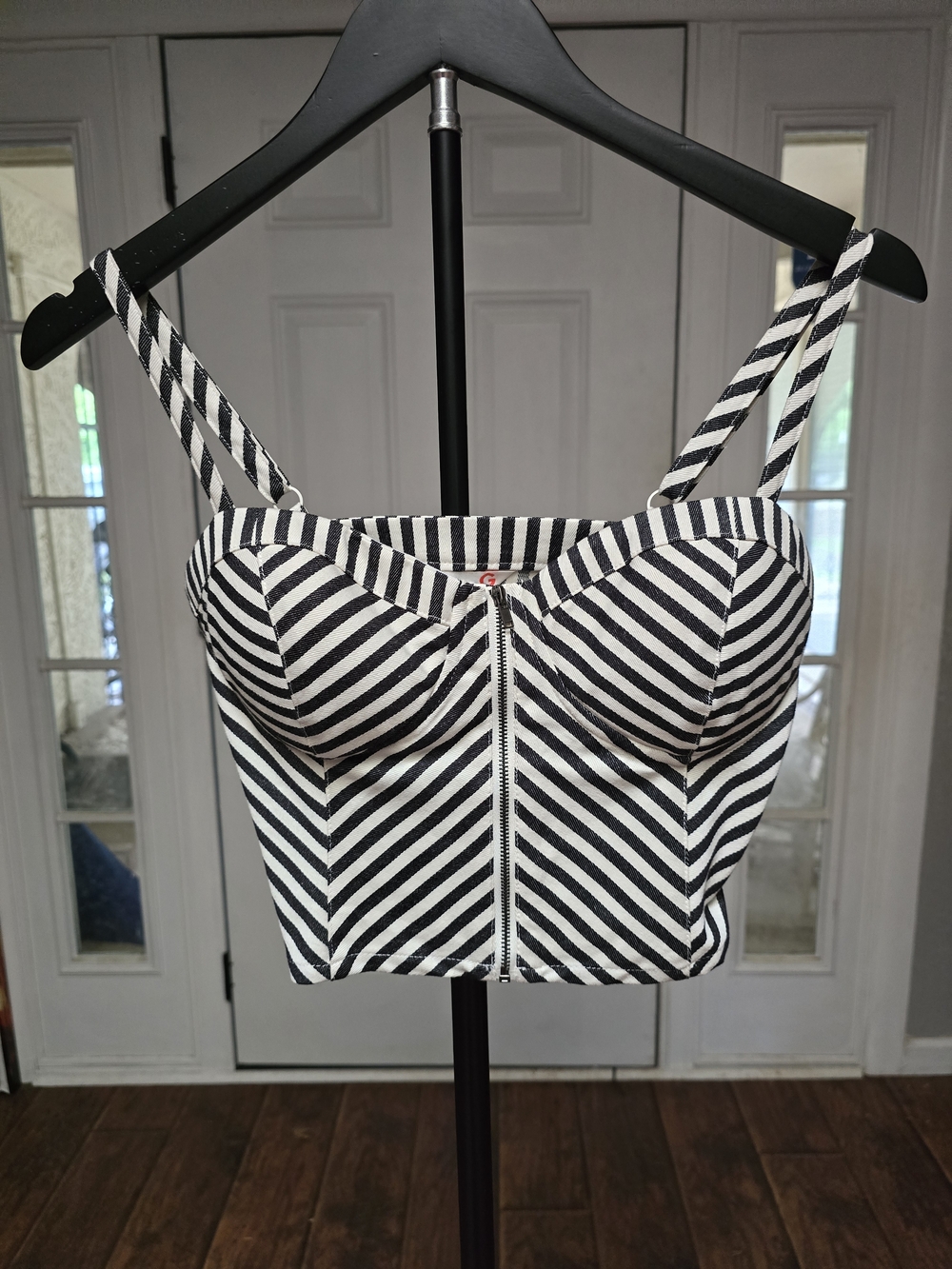 Guess Black & White Bustier Crop Top